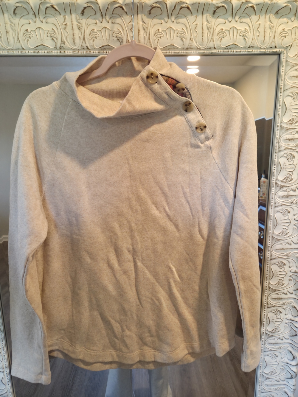 J. Crew Cream Mockneck With Buttons